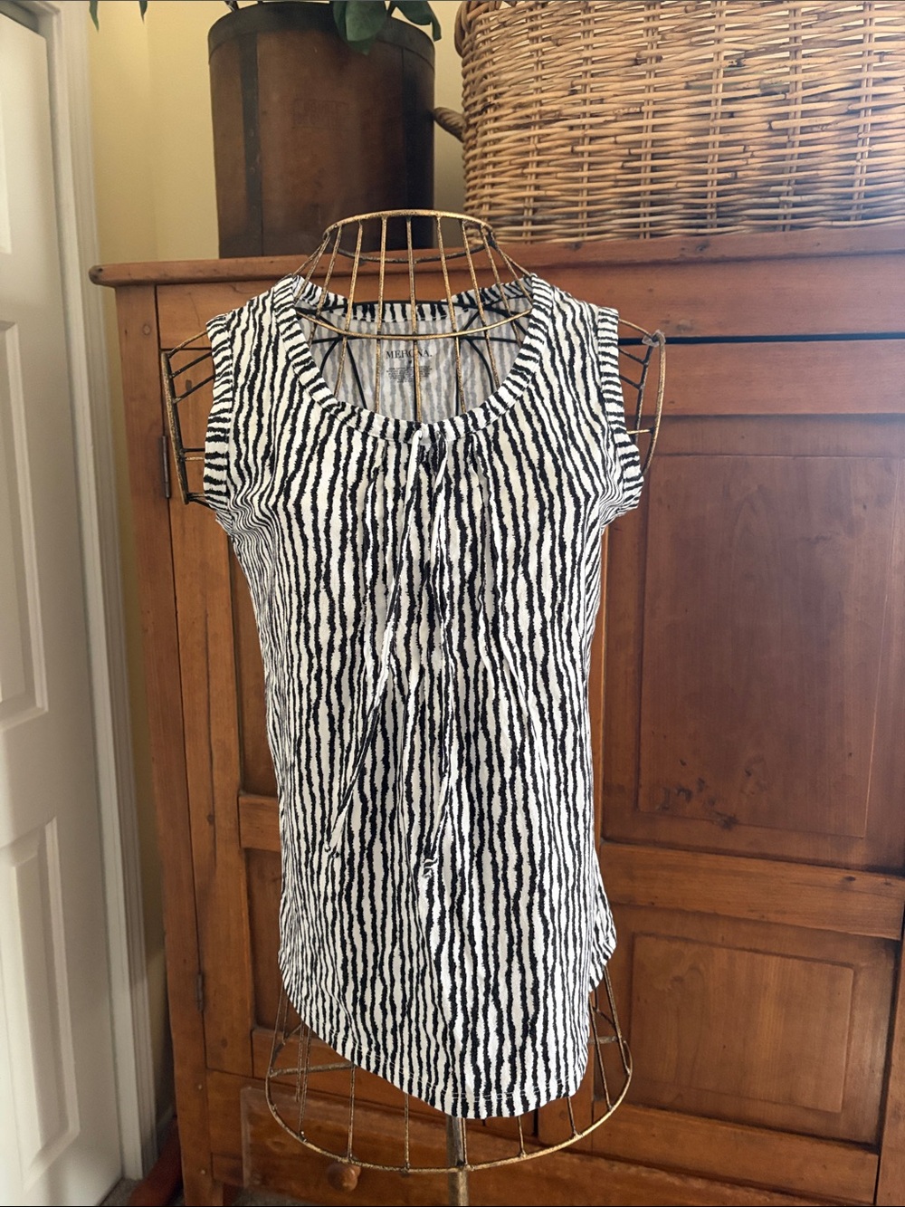 Merona Black & White Striped Scoop Neck Top